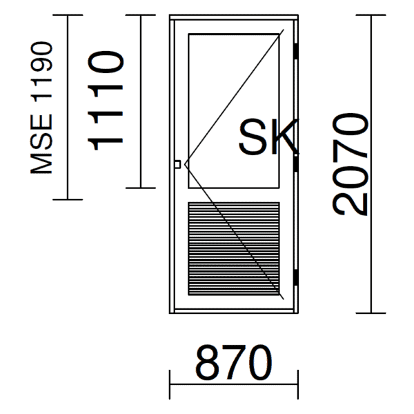 Valkoinen parvekeovi 870 x 2070 mm IOU/A