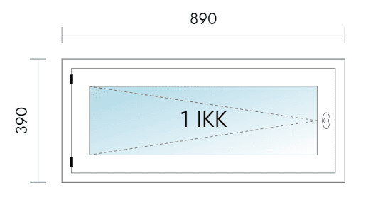 Avattava ikkuna 890 x 390 mm MSEA valk/170mm