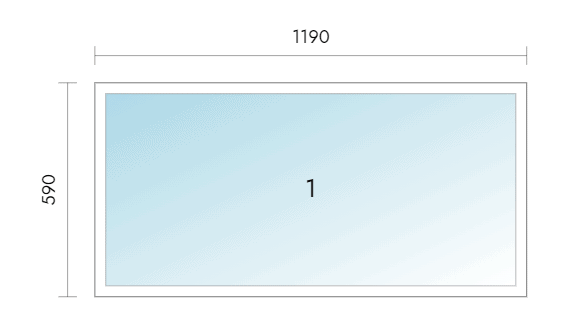 Kiinteä kaksilasinen ikkuna 1190 x 590 mm EKA_2K valk/92mm