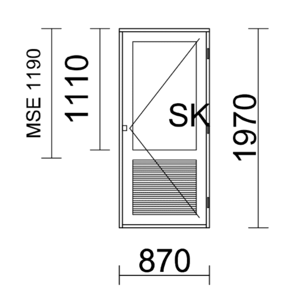 Valkoinen parvekeovi 870 x 1970 mm IOU/A