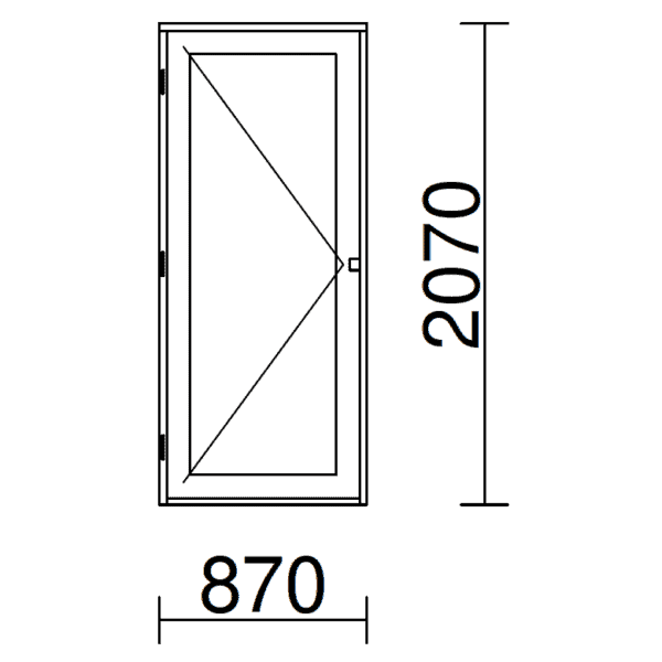 Valkoinen kokolasinen parvekeovi 870 x 2070 mm IOU/A