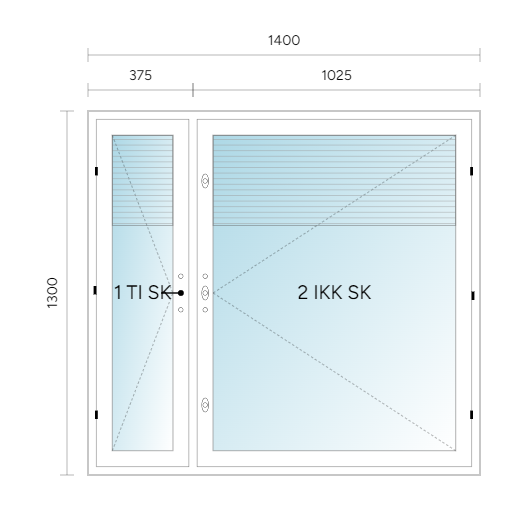 Avattava ikkuna 1400 x 1300 mm MSEA valk/170mm