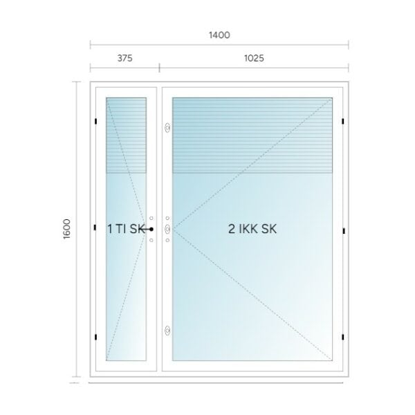 Avattava ikkuna 1400 x 1600 mm MSEA valk/170mm