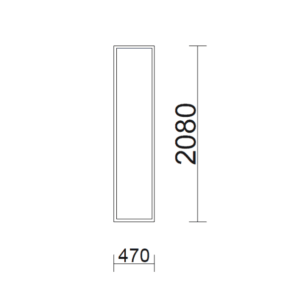 Täysalumiininen Kiinteä ikkuna AUI/K 470 x 2080 mm, 86 mm, Valk/Harmaa